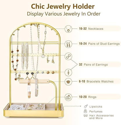 Multi-Functional Jewelry Holder Organizer Necklace Display Stand Velvet Lined - Image 5