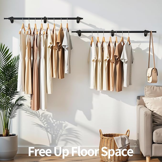 Luxspire Wall Mounted Clothes Rack, Industrial Pipe Clothing Rack, Laundry Room - Image 2