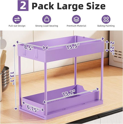Simple Trending Under Sink Organizer 2 Pack, Sink Pull-Out Sliding Storage - Image 2