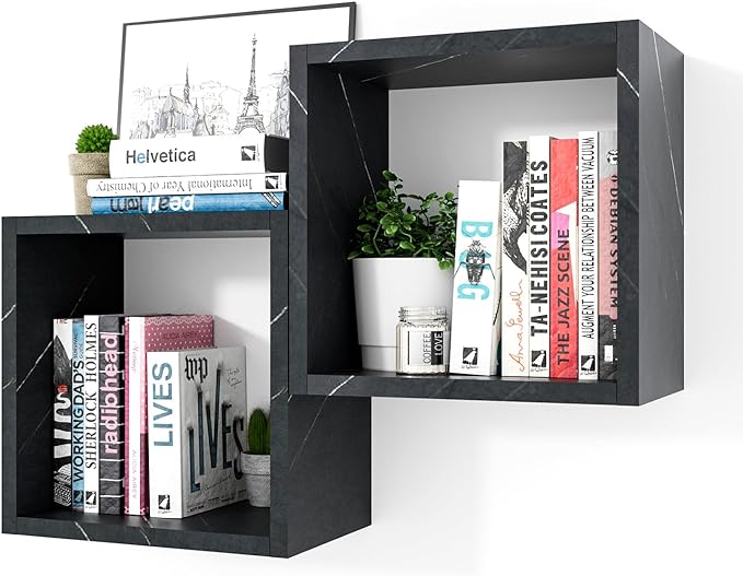 Cube Floating Shelves Set2, Display Shelves Wall Mount 7.75" D x 12.5" W x by Kaboon