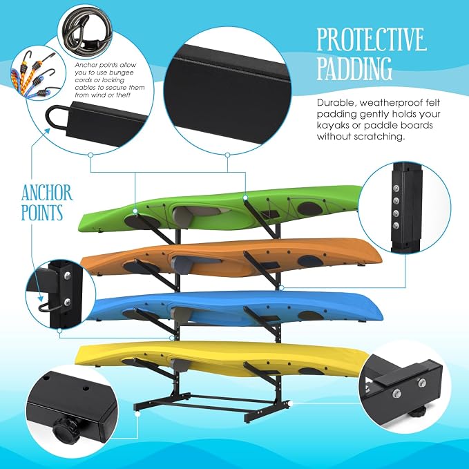 Adjustable Kayak Storage Rack, Freestanding Sup Storage Stand, Weatherproof - Image 3