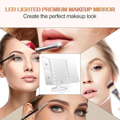 Tri-fold Lighted Vanity Makeup Mirror - Image 5