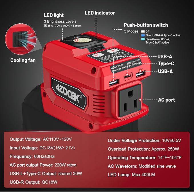 220W Azocek Power Inverter Compatible - Image 2