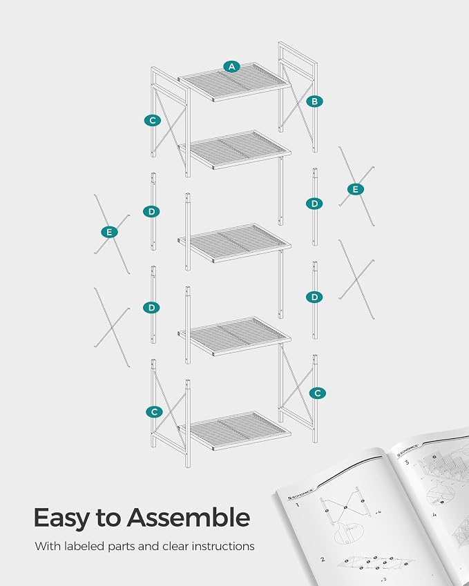 SONGMICS 5-Tier Metal Storage Rack, Shelving Unit - Image 8
