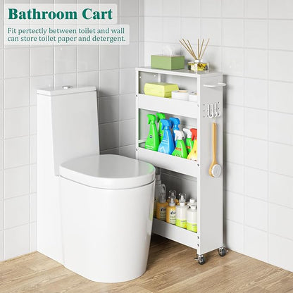 Slim Storage Cart, 4 Tier Rolling Kitchen Cart on Wheels - Image 8