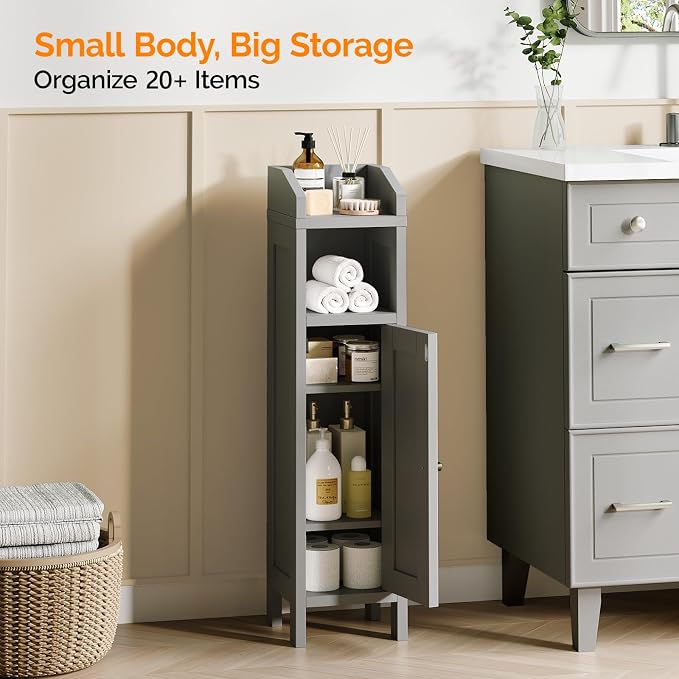 VINGLI Small Storage Corner Floor Cabinet, 7.9" Narrow Toilet Paper Storage - Image 4