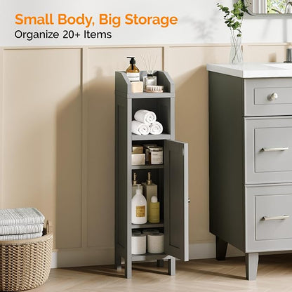 VINGLI Small Storage Corner Floor Cabinet, 7.9" Narrow Toilet Paper Storage - Image 4