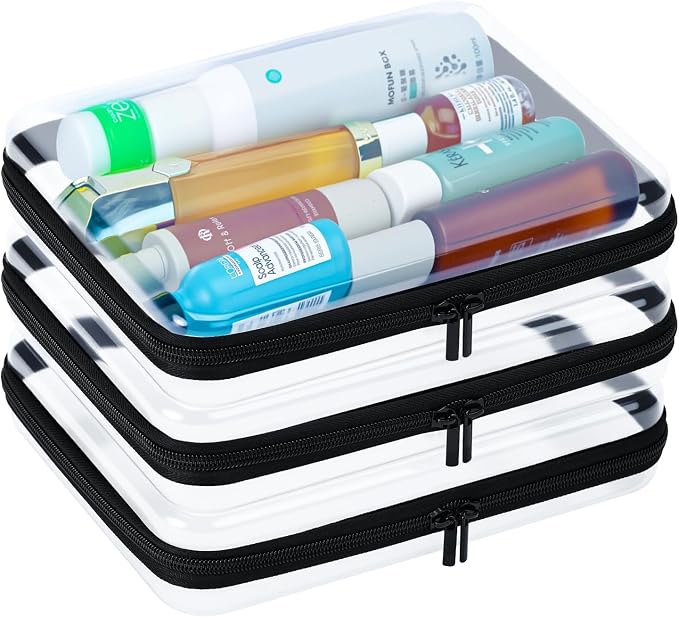 3Pcs Clear Hard Shell Zipper Case, BIiss Plastic Bins - Image 8