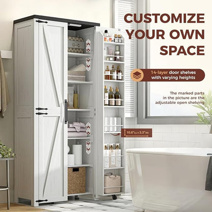 White Farmhouse Kitchen Pantry Cabinet, Dining Room, Living Room - Image 5