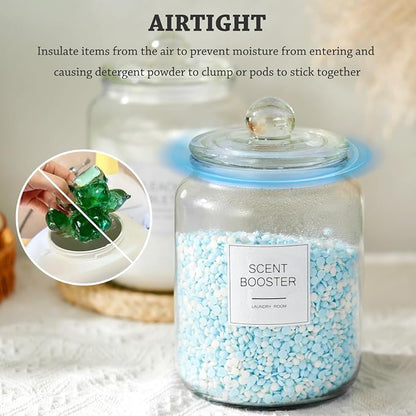 Laundry Glass Jars with Dryer Sheets Holder, Containers with Scoop and Labels - Image 3