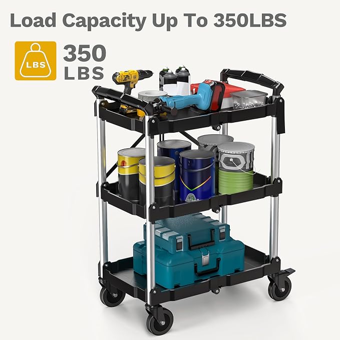 DWVO 3-Tier Foldable Service Cart - Image 3