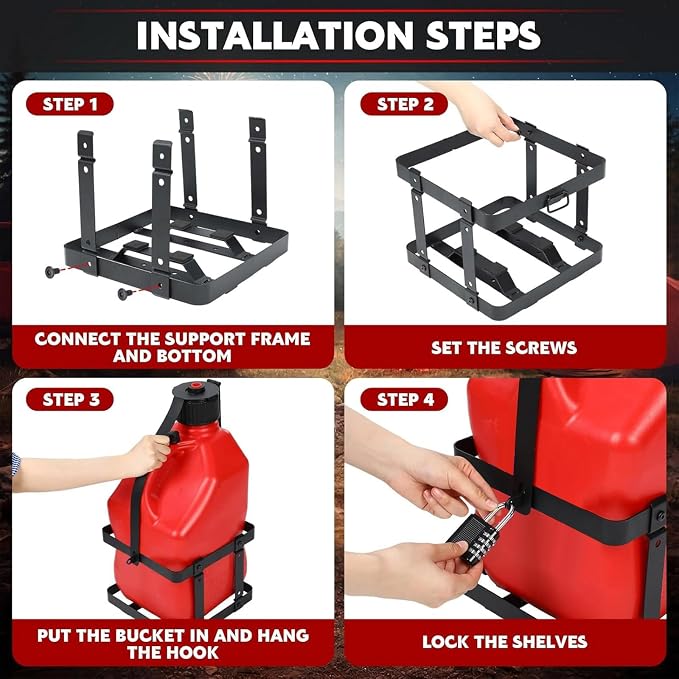 Fuel Drum Holder, 5-gallon Gasoline Fuel Jug Container Holder, Mounting Bracket - Image 7