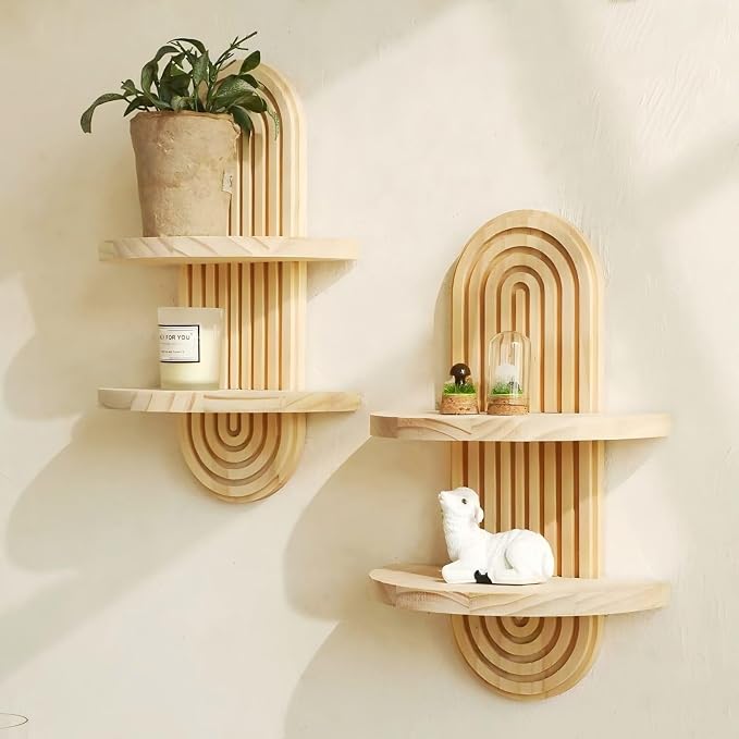 Oval Creative Solid Wood Double-Layer Wall Decorative Flower Pot and Storage - Image 7