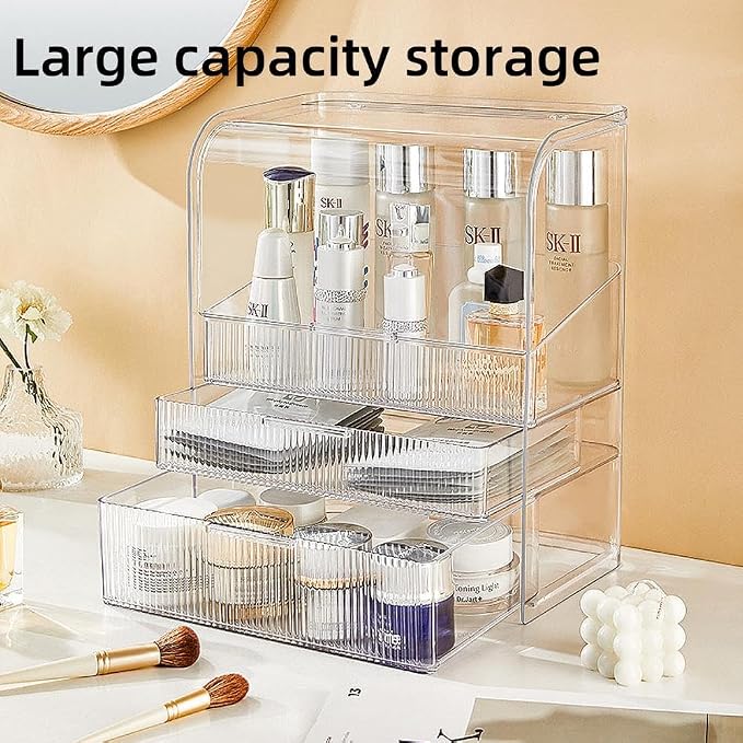 Makeup Storage Organizer Box Large Cosmetic Display Cases Dustproof and - Image 7
