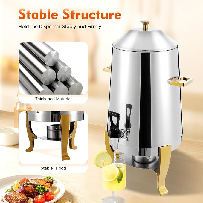3.4 Gallon Stainless Steel Hot Beverage Dispenser, 13L Coffee Urn - Image 4