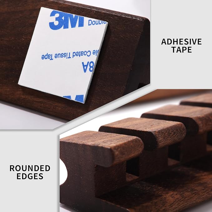 Walnut Wood Cord Holder – 5 Slots Cable Organizer - Image 5