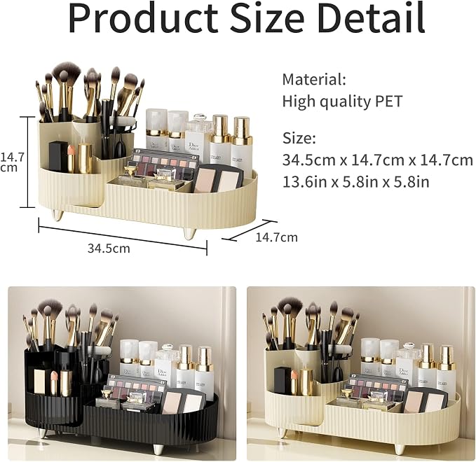 Vecolla Makeup Organizer, Perfume Organizer 360 Rotating Makeup Brush Holder - Image 6
