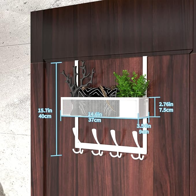 Kaiferty Over The Door Hooks Organizer, Over Door Hanger Towel Rack Mesh Basket - Image 7