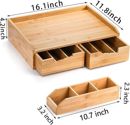 SOUJOY Bamboo Drawer Organizer for Coffee Pod, K Cup Organizer for Counter - Image 3