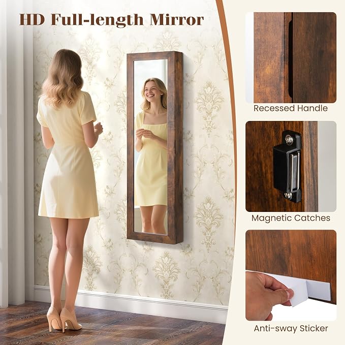 Giantex Wall or Door Mounted Jewelry Cabinet - Image 6