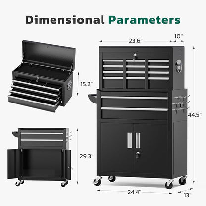 Greenvelly Metal Tool Chest, 8-Drawer Rolling Tool Cart - Image 3