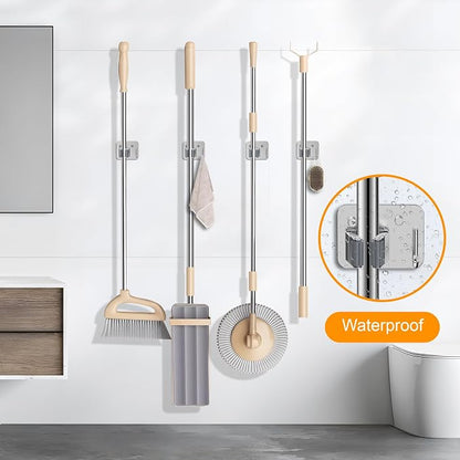 4 Pack Stainless Steel Mop and Broom Holder Wall Mount - Image 9
