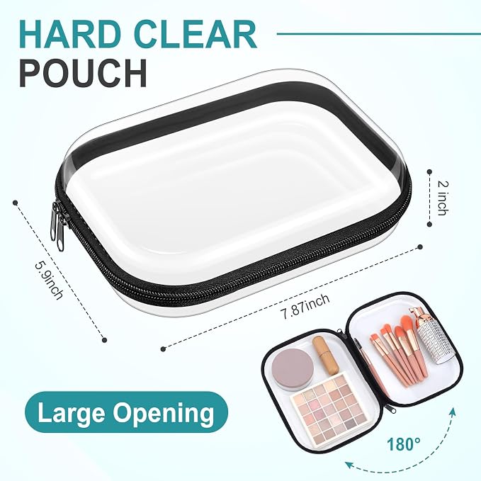 Sanwuta 6 Pcs Clear Hard Zipper Case Hard Plastic Zipper Pouches Transparent - Image 2