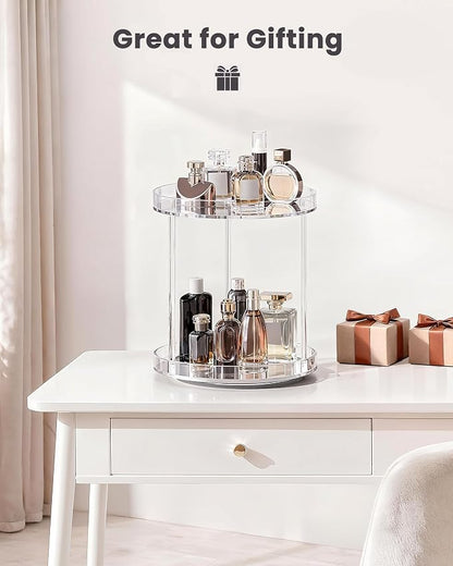 Lolalet 360 Degree Rotating Acrylic Perfume Organizer Stand, 2 Tiers Clear - Image 7