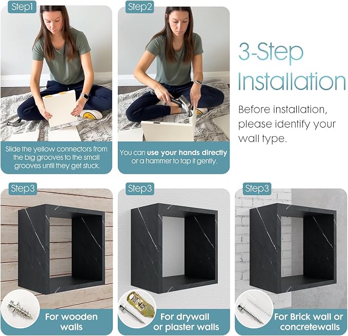 Cube Floating Shelves Set2, Display Shelves Wall Mount 7.75" D x 12.5" W x - Image 4