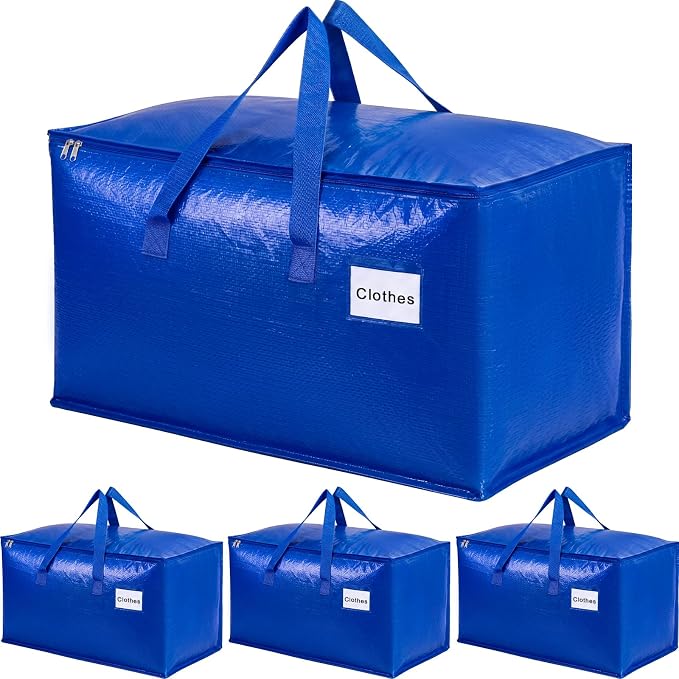 KYODOLED 4-Pack Extra Large Moving Bags, Lightweight Blue Storage Totes 24 Gal by KYODOLED