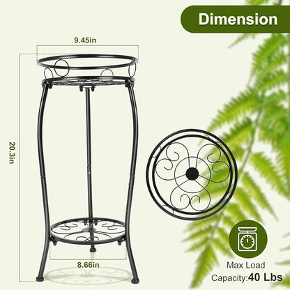THKFUL Metal Plant Stands Indoor Outdoor, 2Tier Tall Potted Plant Stand Plant - Image 8
