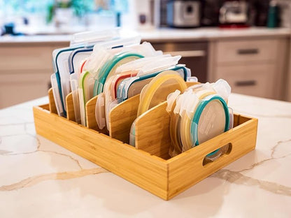 Extra Large Bamboo Food Container Lid Organizer - Image 5