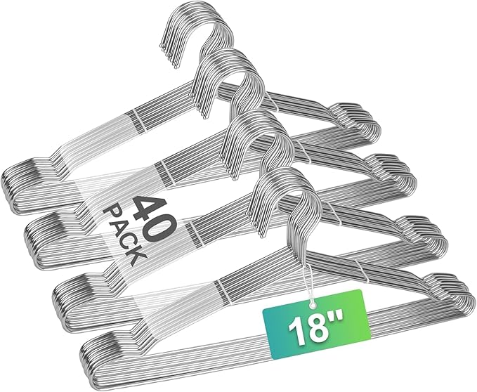 Metal Hangers Heavy Duty 18 Inch Clothes Hangers, Space Saving and Non-Slip by UEAKPIC