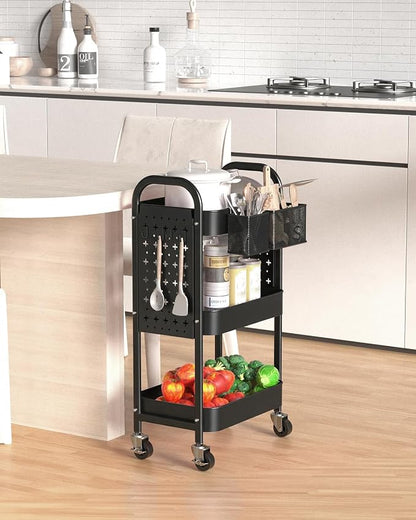 ALVOROG 3 Tier Metal Rolling Utility Cart - Image 8