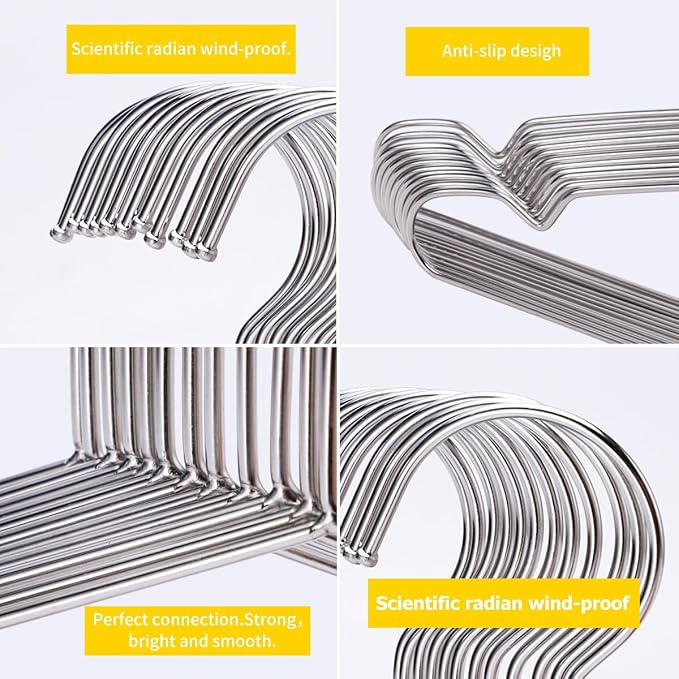 Hangers 100 Pack Wire Hangers Heavy Duty Clothes Hanger Ultra Thin Space Saving - Image 4