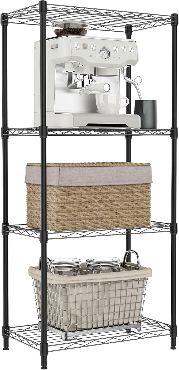 IZEUK 4 Tier Metal Wire Shelf Unit, Living Room or Laundry Room, 17.7" W x by IZEUK
