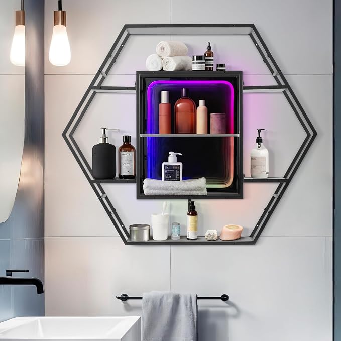Infinity Mirror Gaming RGB Hexagon LED Floating Shelf, 36.6" | RGB - Image 8