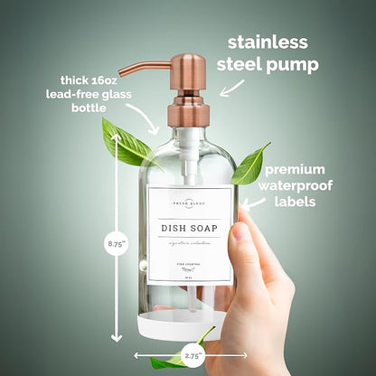 Vine Creations Clear Glass Soap Dispenser, 2 Pack Kitchen Soap Dispenser Set - Image 5