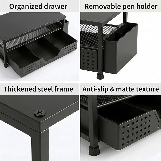 ECOLOVI Desk Organizer and Accessories, 2-Tier Computer Monitor Stand Rise - Image 6