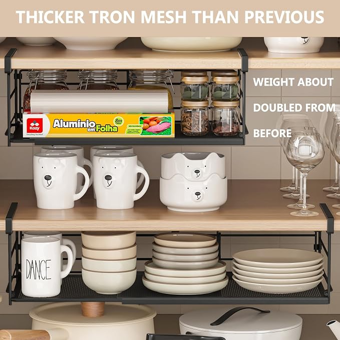 Expandable Under Cabinet Shelf, Extendable Under Shelf Storage - Image 3