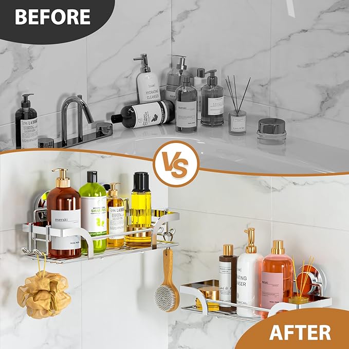 LEVERLOC Shower Caddy Suction Cup 2 Pack, Shower Shelf - Image 4