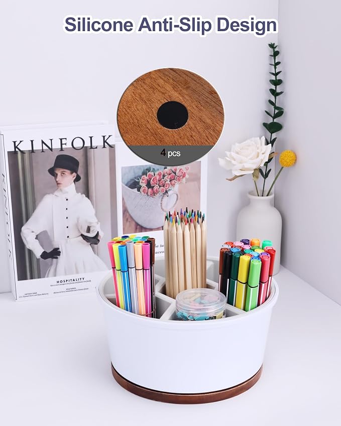 Office Desk Organizer, 360° Art Supply Storage Organizer, Melamine Silicone - Image 4