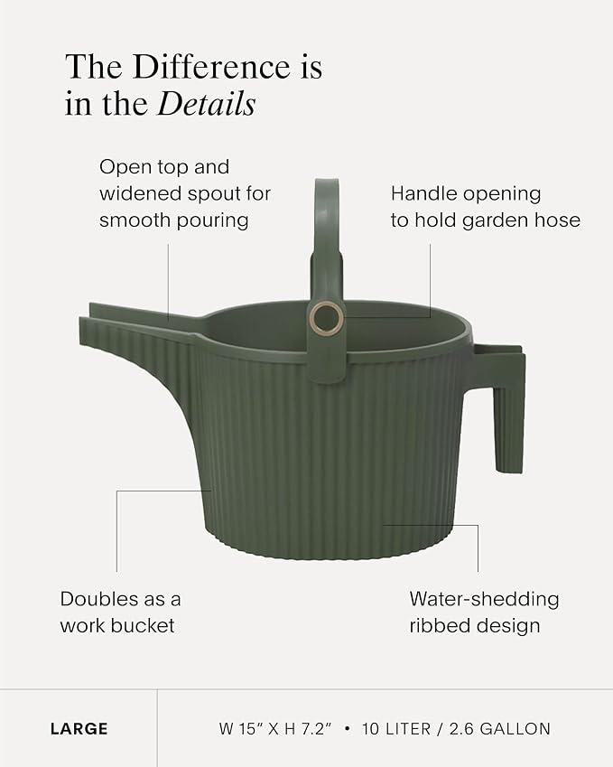 Hachiman Large Watering Can - 5 L Plant Watering Can - Hands-Free Filling - 15" - Image 3