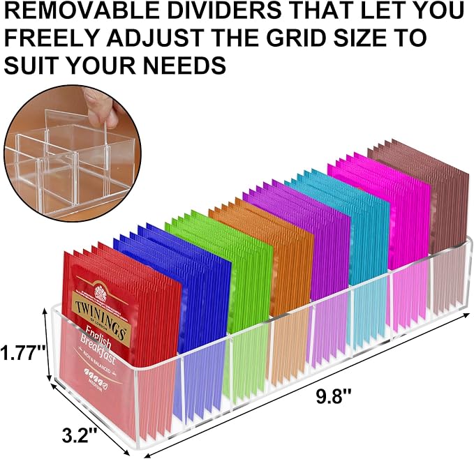 Acrylic Tea Bag Organizer, for Drawer, Countertop, 1 Pack - Image 2