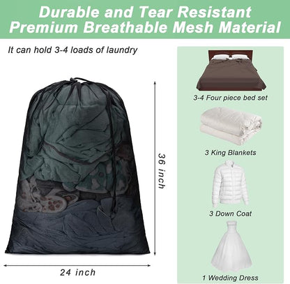 Aegero 2 Pack Mesh XL Laundry Bags, Machine Washable Dirty Clothes Organizer - Image 2