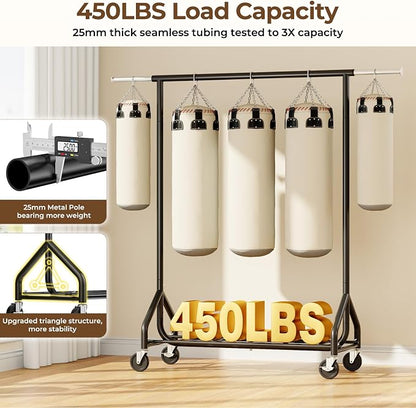 Heavy-Duty 450LBS Capacity Metal Clothes Rack，Rolling Clothing Rack - Image 2
