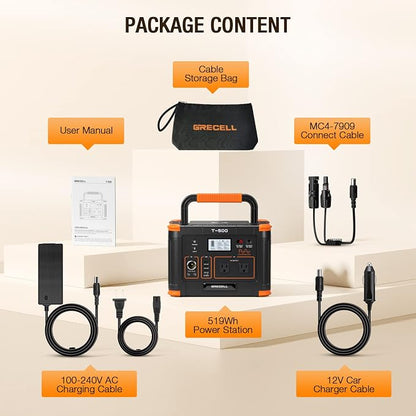 GRECELL Portable Power Station 500W, 519Wh/140400mAh Solar Generator Backup - Image 9