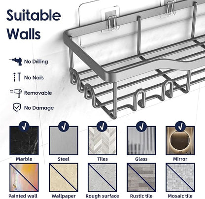 Shower Caddy Adhesive Shower Organizer 7-Pack, Rustproof Stainless Steel - Image 9