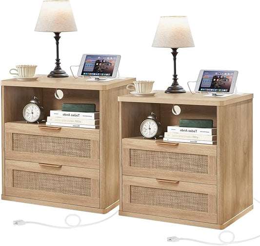 LEYAOYAO Rattan Nightstands Set of 2 by LEYAOYAO-Findtheshiningpointofyourideallife%EF%BC%81