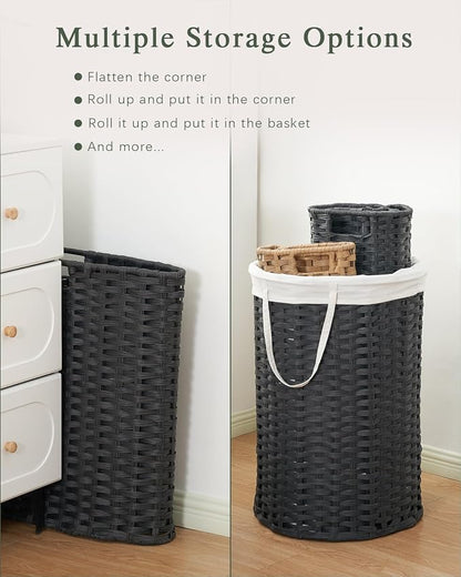 Large Laundry Hamper Laundry Basket Round 34.3 Gal Handwoven Wicker Laundry - Image 5